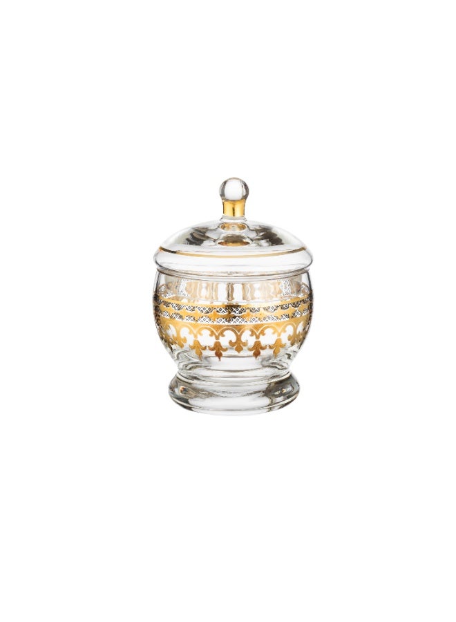 Dania A luxurious glass sugar bowl with a royal gold pattern – elegance to enhance your hospitality 💛👑 - Image 2