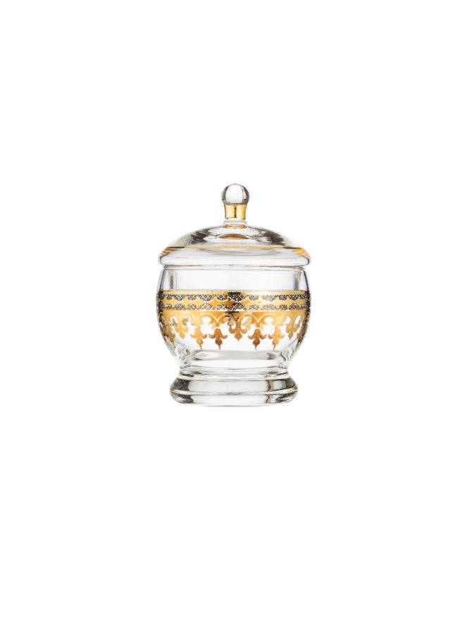 Dania A luxurious glass sugar bowl with a royal gold pattern – elegance to enhance your hospitality 💛👑 - Image 5