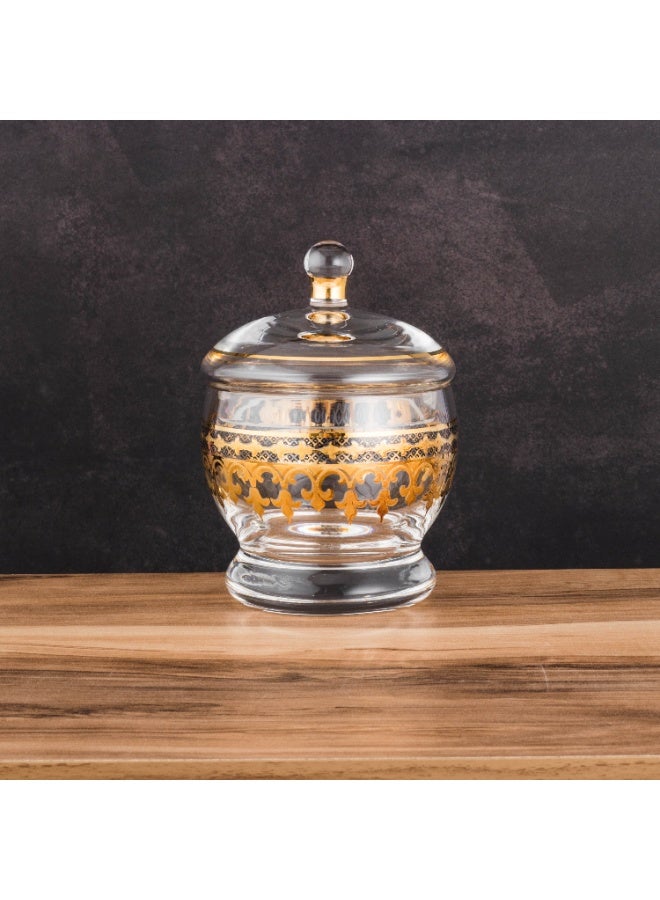 Dania A luxurious glass sugar bowl with a royal gold pattern – elegance to enhance your hospitality 💛👑 - Image 4