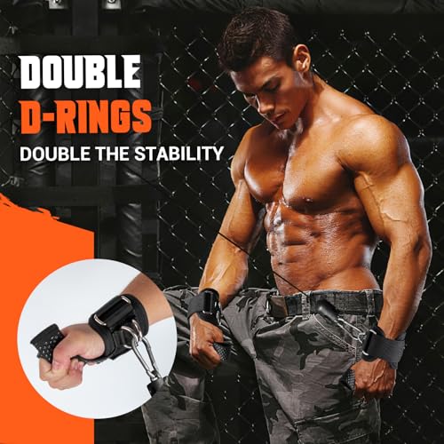 COFOF Weight Lifting Straps with D Rings, 2 In 1 Heavy Duty Gym Wrist Straps for Men, 8mm Neoprene Padded Non-Slip Lifting Wrist Straps for Weightlifting, Deadlifting, Cable Machine Workouts & Pull-Ups - Image 3