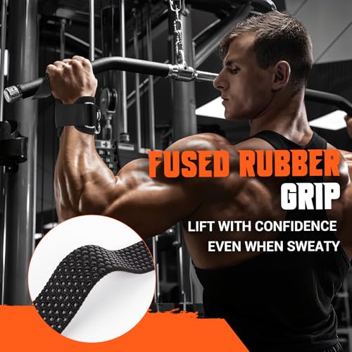 COFOF Weight Lifting Straps with D Rings, 2 In 1 Heavy Duty Gym Wrist Straps for Men, 8mm Neoprene Padded Non-Slip Lifting Wrist Straps for Weightlifting, Deadlifting, Cable Machine Workouts & Pull-Ups - Image 2