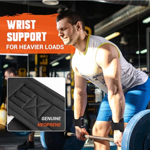 COFOF Weight Lifting Straps with D Rings, 2 In 1 Heavy Duty Gym Wrist Straps for Men, 8mm Neoprene Padded Non-Slip Lifting Wrist Straps for Weightlifting, Deadlifting, Cable Machine Workouts & Pull-Ups - Image 5