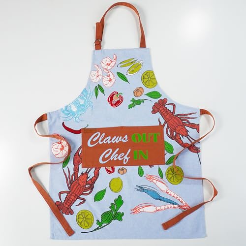 RUSTIQUE LINENS :Seafood| 100% Cotton Unisex Apron - Adjustable Neck Straps, Vibrant Print, Reinforced Stitching, Multipurpose & Deep Pocket - for Cooking,Catering,Gardening,Painting- Printed Aprons - Image 2