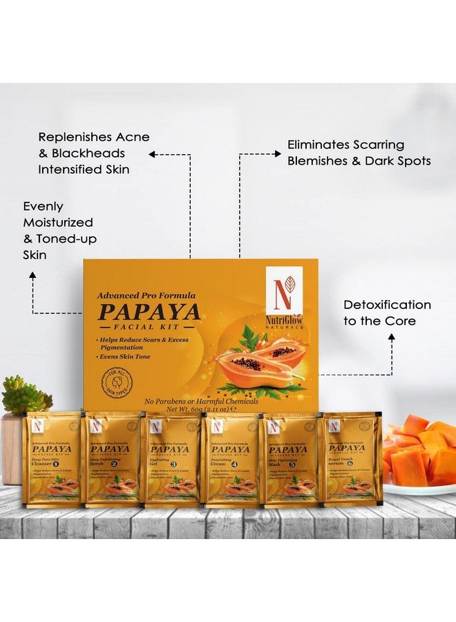 NUTRIGLOW Natural'S Advance Pro Formula Papaya Facial Kit & Gold Kesar Facial Kit For Polished Radiant Skin Dark Spot Reduction & Wrinkle Free Skin 60Gm Each Pack Of 4 - Image 5