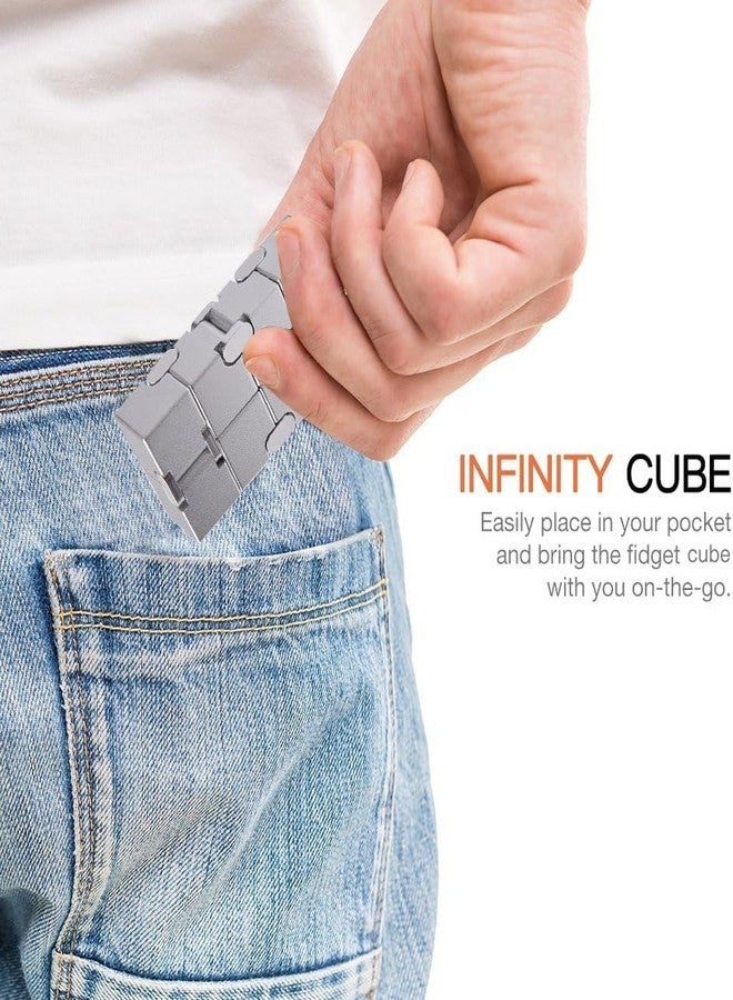 TOCINGO Infinity Cube Fidget Toy, Metal Stress Relief Cube, Silver, Pocket Size Sensory Desk Toy for ADHD, Autism, Anxiety and Focus, 4cm - Image 4