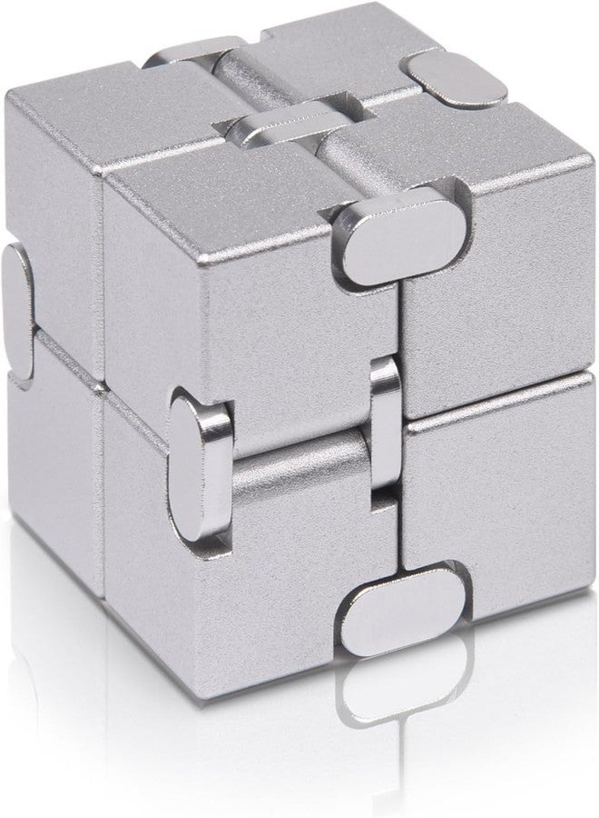 TOCINGO Infinity Cube Fidget Toy, Metal Stress Relief Cube, Silver, Pocket Size Sensory Desk Toy for ADHD, Autism, Anxiety and Focus, 4cm - Image 1
