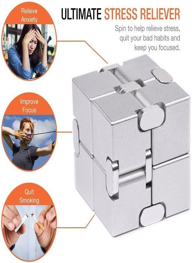 TOCINGO Infinity Cube Fidget Toy, Metal Stress Relief Cube, Silver, Pocket Size Sensory Desk Toy for ADHD, Autism, Anxiety and Focus, 4cm - Image 3