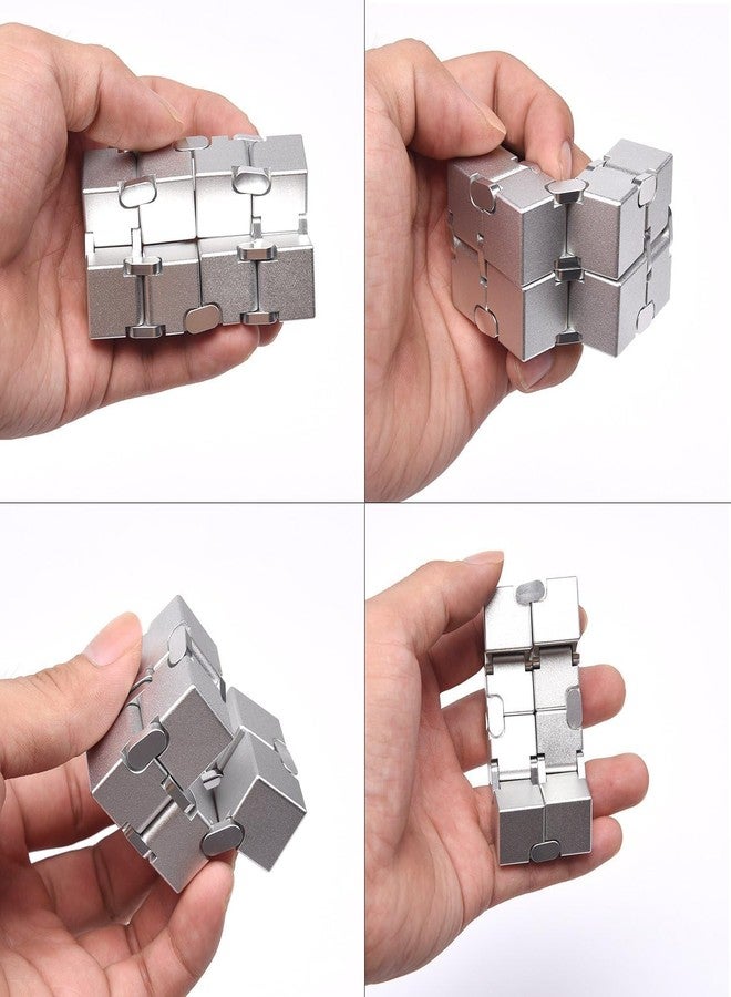 TOCINGO Infinity Cube Fidget Toy, Metal Stress Relief Cube, Silver, Pocket Size Sensory Desk Toy for ADHD, Autism, Anxiety and Focus, 4cm - Image 5