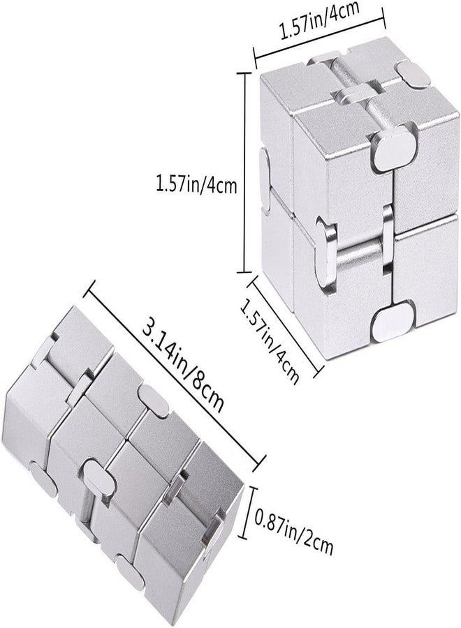 TOCINGO Infinity Cube Fidget Toy, Metal Stress Relief Cube, Silver, Pocket Size Sensory Desk Toy for ADHD, Autism, Anxiety and Focus, 4cm - Image 2
