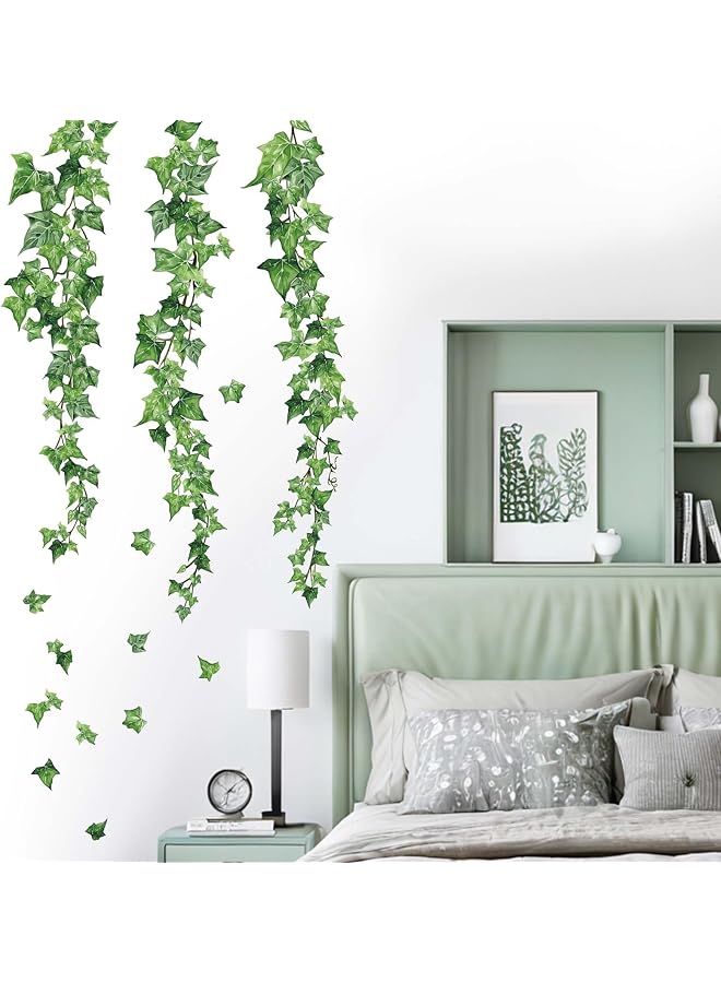 S-TOP Hanging Vine Wall Stickers - Green Nature Plants Leaves Ivy Wall Decals - Bedroom Living Room Sofa TV Background Home Wall Decor - Image 1