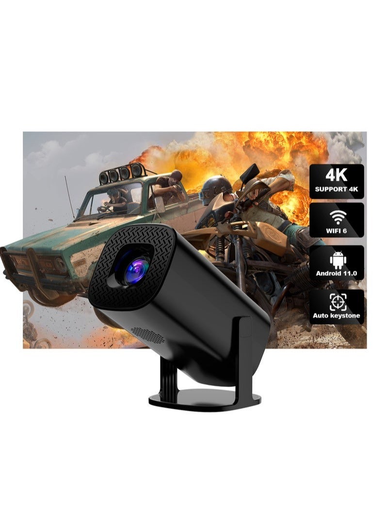 Smart Android Mini Projector – Android 11, 720P HD (4K Supported), HDMI Input, Dual-Band WiFi (2.4G/5G), Bluetooth, Portable Home Cinema & Office Projector – Black - Image 1