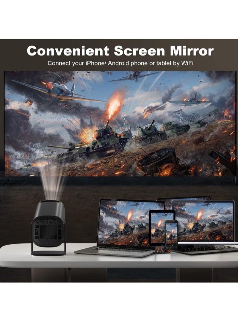 Smart Android Mini Projector – Android 11, 720P HD (4K Supported), HDMI Input, Dual-Band WiFi (2.4G/5G), Bluetooth, Portable Home Cinema & Office Projector – Black - Image 2