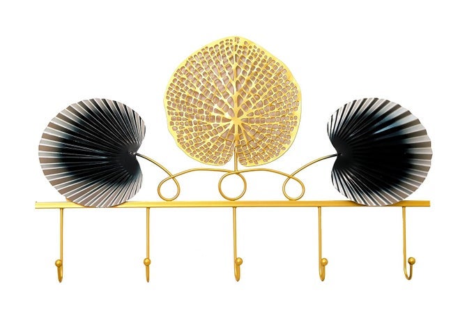 METAL MODERN HOME GINGKO LEAF DESIGN HOME DCOR MOUNT CLOTHES COAT HAT KEY HOOK RACK1PC GOLDEN