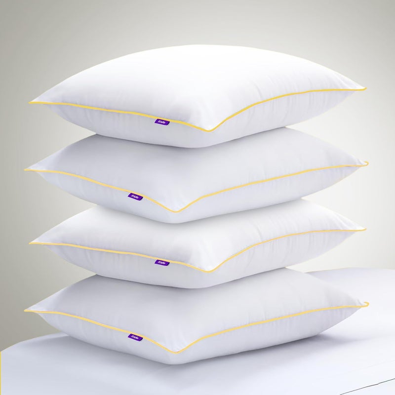 Frido وسادة كلاسيكية مريحة نهائية | وسادة سرير ناعمة ورقيقة مع حشوة مضادة للحساسية | قماش ميكرو قابل للتنفس، دعم طويل الأمد لجميع أوضاع النوم، عبوة من 4 - Image 1