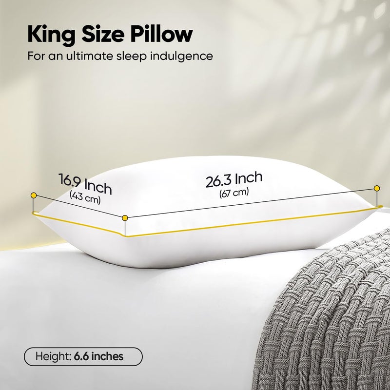 Frido وسادة كلاسيكية مريحة نهائية | وسادة سرير ناعمة ورقيقة مع حشوة مضادة للحساسية | قماش ميكرو قابل للتنفس، دعم طويل الأمد لجميع أوضاع النوم، عبوة من 4 - Image 3