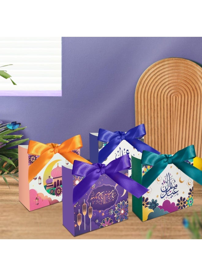 Bluejw 12Pcs Eid Mubarak Goodie Bags，Ramadan Goodie Bags with Ribbons Eid Mubarak Treat Bags Eid Gift Bags for Ramadan Kareem Eid Mubarak Party Supplies - Image 2