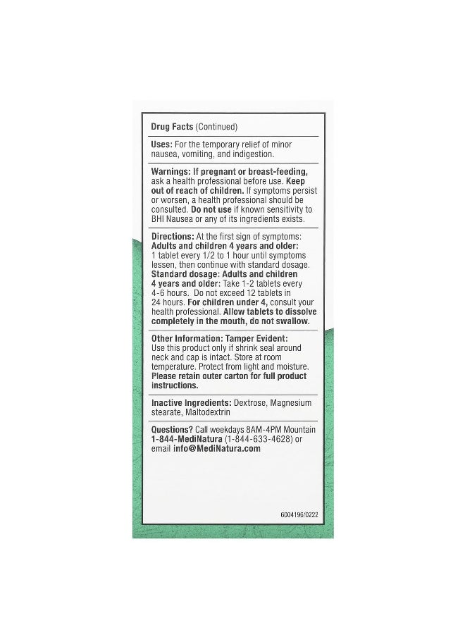 MediNatura MediNatura, BHI, Nausea Relief Tablets , 100 Tablets  - Image 3