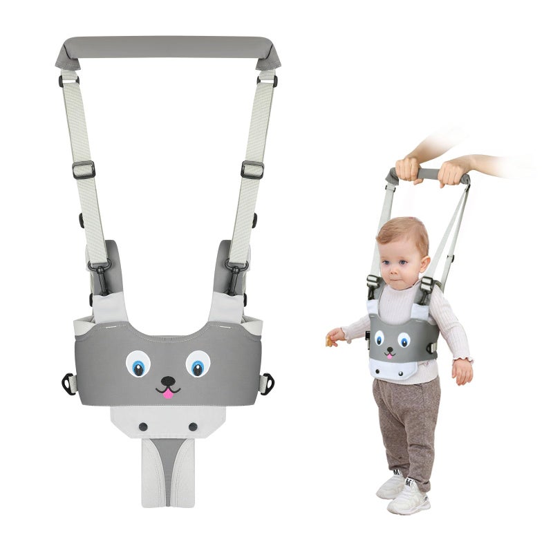 Vicloon Baby Walking Harness, Safe Walking Belt, Hand-Held Baby Walker, Removable, Adjustable Walking Harness, Breathable Handheld Baby Walker Toddler Walking Assistant - Grey Puppy - Image 1