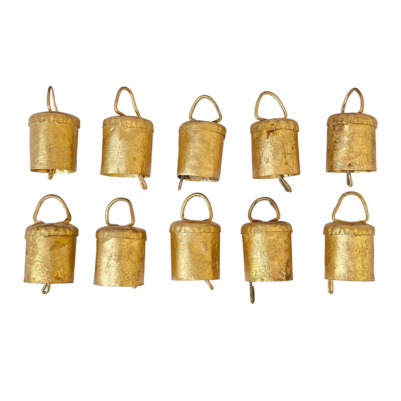 Vivanta Vivanta Pack of 10 Vintage Christmas Bell for Decoration  Rustic Hanging Cylinder Bells for Crafts Home Decor Christmas Tree Ornaments Jingle Bells for Crafting Farmhouse Decor Tin  Cow Bell