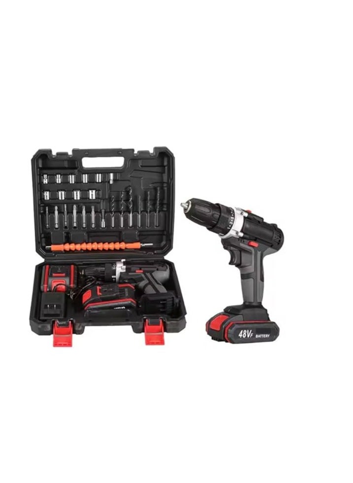 SRC 48V Cordless Drill Set, 2 Batteries and Charger, Electric Screwdriver Power Drill Drivers with 2 Speed, 25 Torque Setting, Built-in LED Light,Storage Case Included  - Image 1