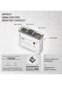 urtech URTECH 130W GaN Desktop Charger | Interactive Smart Display & Touch Control | Premium Multi-Device Charging Hub for Gaming & Professional Use  - Image 2