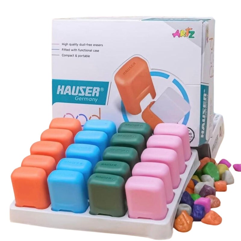 HAUSER ممحاة بود - عبوة من 10 ممحيات ناعمة وغير متربة | مسح سلس ونظيف للمدرسة والجامعة والمكتب | مثالية للأقلام الرصاص | مستلزمات مكتبية للطلاب، متعددة الألوان - Image 1