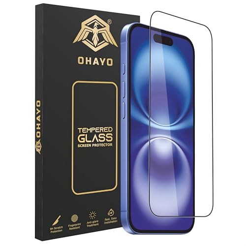 OHAYO Tempered Glass Screen Protector for iPhone 15 and iPhone 16 | 9H Hardness Protective Glass | Full Screen Coverage | Scratch Resistant | HD Clear | Bubble Free Installation | Case Friendly - Image 1