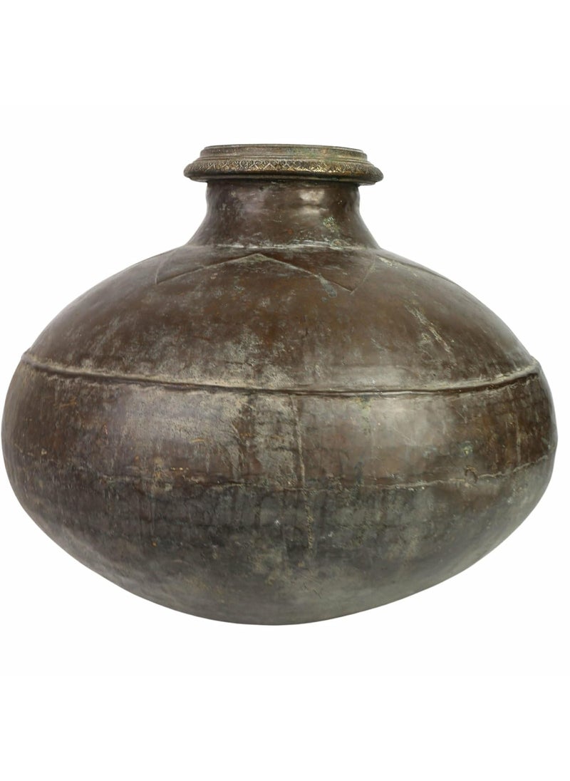 Bhunes Bhunes Brass Vintage Antique HandCarved Pot Exquisite Decorative Vessel with Intricate CarvingsBrown 135 Inch 1 Piece  - Image 3