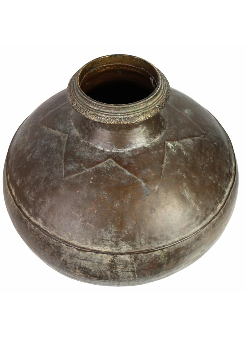 Bhunes Bhunes Brass Vintage Antique HandCarved Pot Exquisite Decorative Vessel with Intricate CarvingsBrown 135 Inch 1 Piece  - Image 2