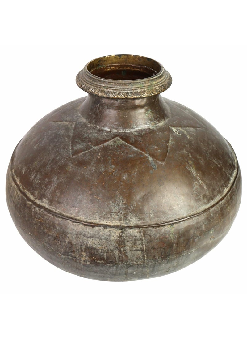 Bhunes Bhunes Brass Vintage Antique HandCarved Pot Exquisite Decorative Vessel with Intricate CarvingsBrown 135 Inch 1 Piece  - Image 1