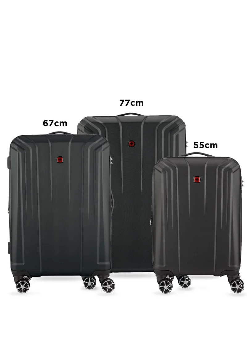 Wenger Destination 3 Piece 55+67+77cm Hardside Expandable Check-In Luggage Trolley Set Black - 612343-2