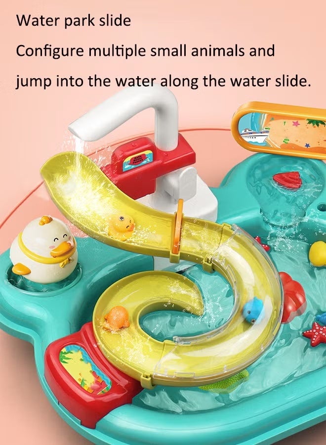 Children's dishwashing toys,Children's electric dishwashing toy set，fishing toy,2-in-1 fishing and dishwashing toy,Vegetable sink kitchen toy scenario simulation toy,Water Park,Increase capacity sink, electric water outlet, fully automatic water play in the kitchen for boys and girls to play with - Image 3