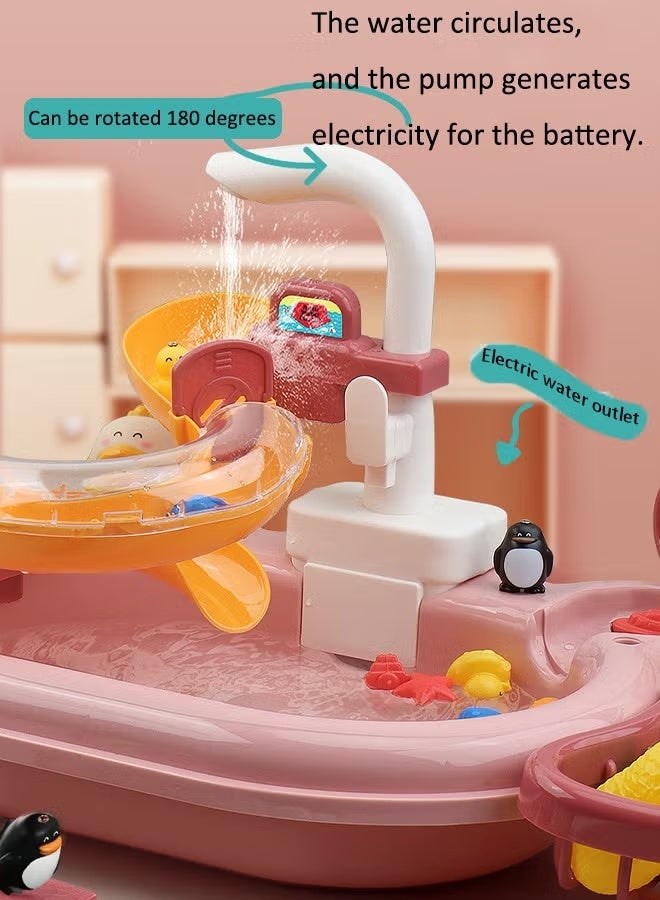 Children's dishwashing toys,Children's electric dishwashing toy set，fishing toy,2-in-1 fishing and dishwashing toy,Vegetable sink kitchen toy scenario simulation toy,Water Park,Increase capacity sink, electric water outlet, fully automatic water play in the kitchen for boys and girls to play with - Image 5