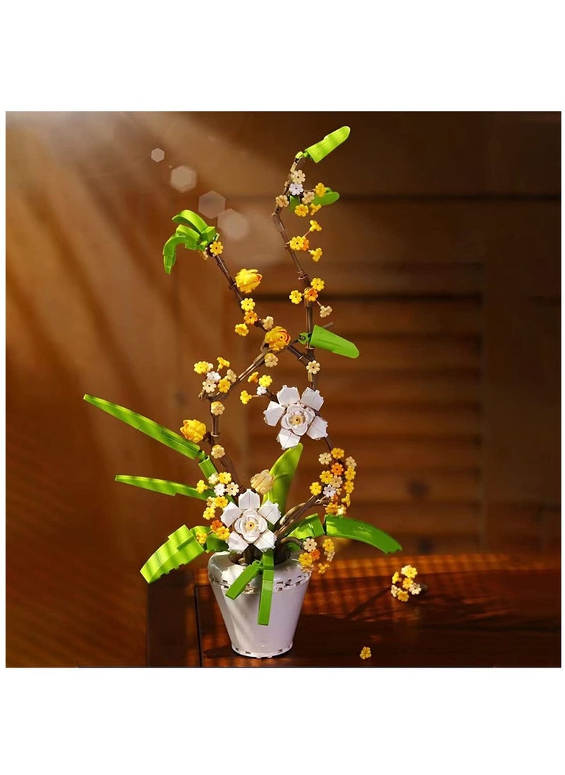Flower Bouquet Building Kit Osmanthus Fragrans Bonsai Tree Toy Artificial Plant Creative Project for Adults Botanical Collection (430 Pieces)