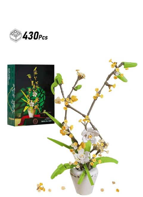 Flower Bouquet Building Kit Osmanthus Fragrans Bonsai Tree Toy Artificial Plant Creative Project for Adults Botanical Collection (430 Pieces)
