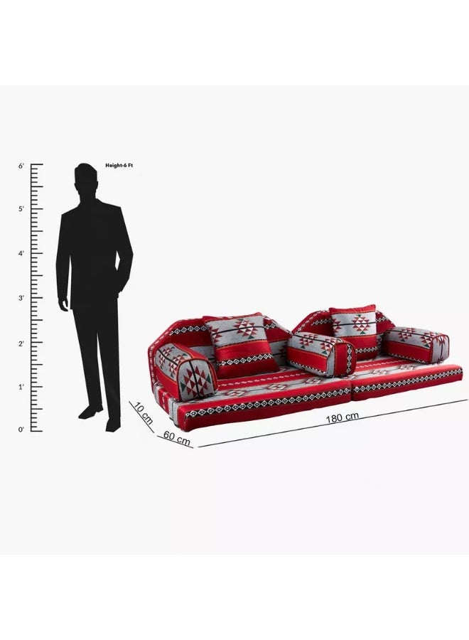 Xboat 7 PIECE MAJLIS FLOOR SOFA SET- 1 (Red multiple) - Image 2