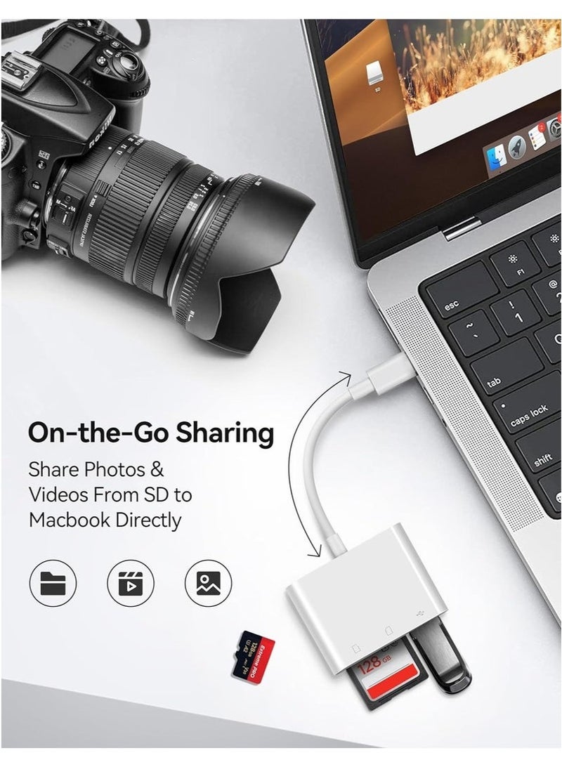 كينسو قارئ بطاقات USB C SD متعدد الوظائف 3 في 1، قارئ بطاقات من النوع C لجهاز USB C، محول بطاقة TF يدعم القراءة والكتابة المزدوجة (أبيض 3.0) - Image 5