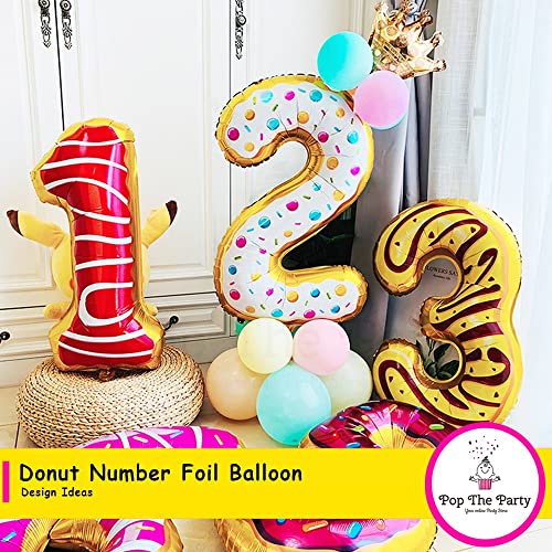 Pop The Party Number 7 Balloon, 7th Birthday Party Foil Mylar Number Seven Balloons for Kid Girl Boy, Donut - Image 4