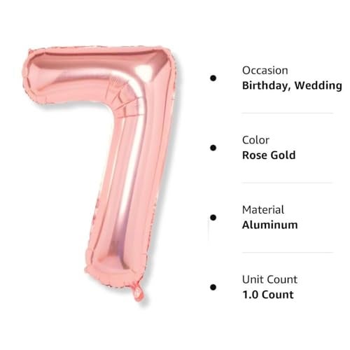 Pop The Party Number 7 Balloon, 7th Birthday Party Foil Mylar Number Seven Balloons for Kid Girl Boy, Donut - Image 3