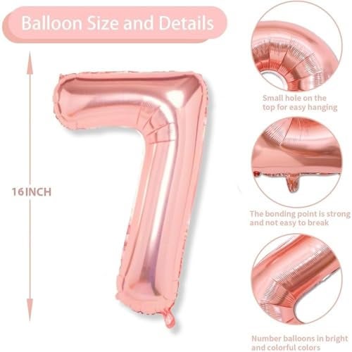Pop The Party Number 7 Balloon, 7th Birthday Party Foil Mylar Number Seven Balloons for Kid Girl Boy, Donut - Image 2