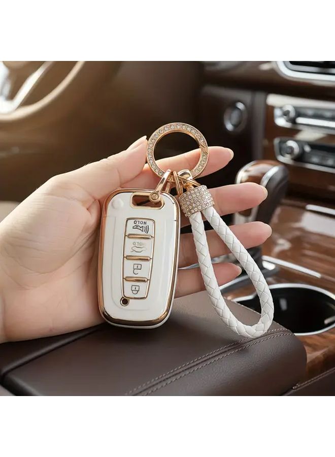 غطية مفتاح TPU أبيض لسيارات هيونداي سوناتا إلنترا IX35 كيا سبورتاج سورينتو K5 - Image 4