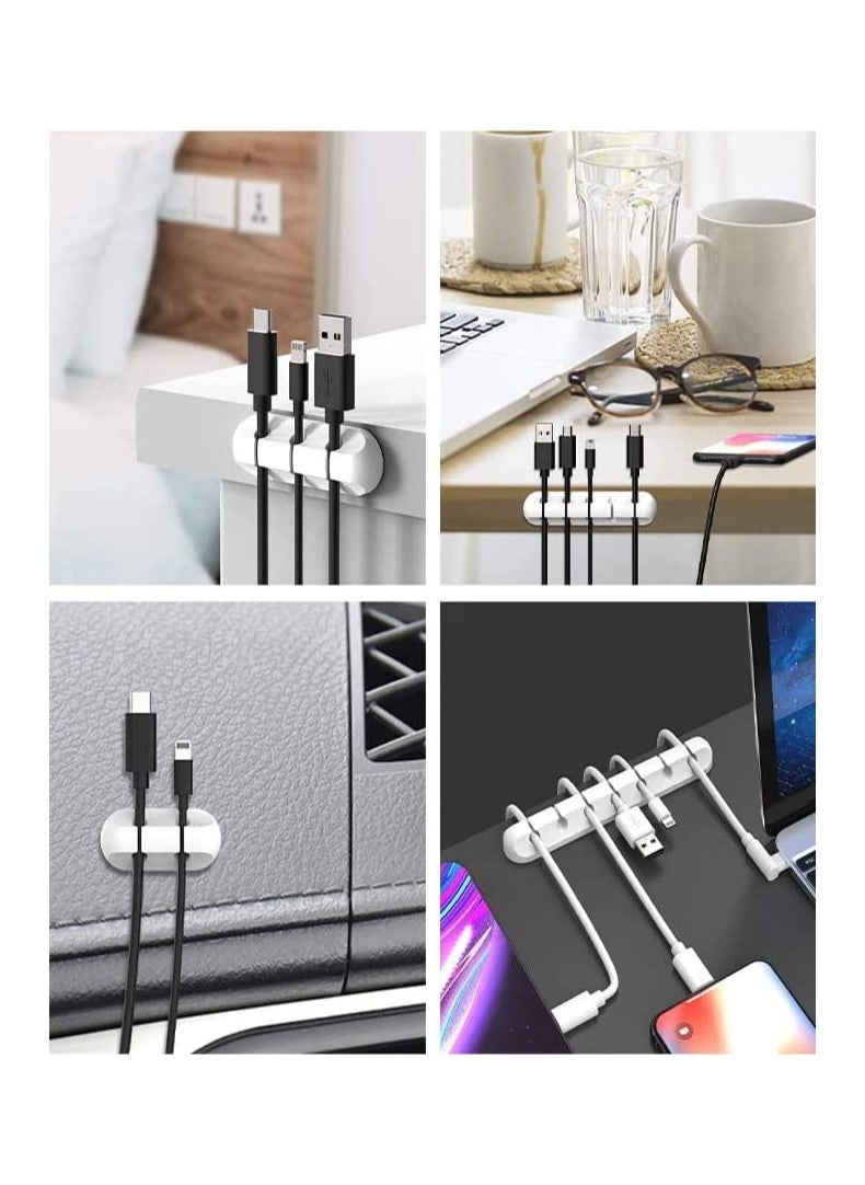 Coralblue - Coralblue Cable Management Clips for Power Cord - USB Cable - TV Cable - PC - Home and Office - Desktop Cable - 3 Pieces Cable Clips White - Image 1