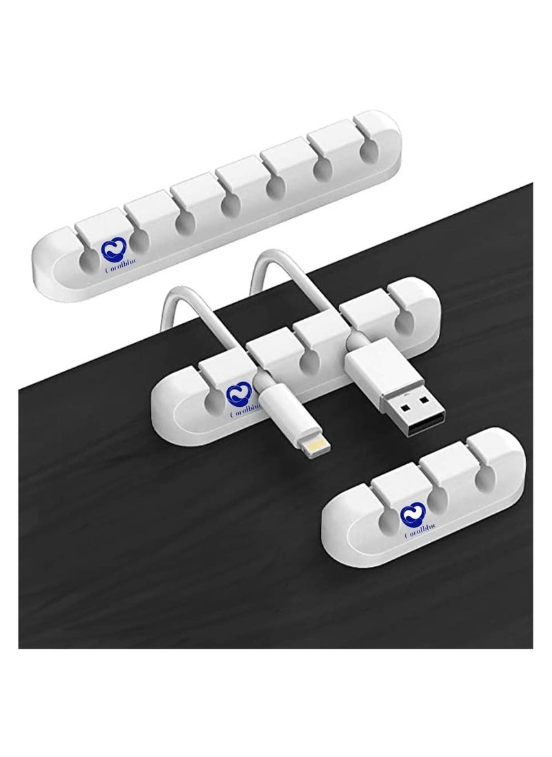 Coralblue - Coralblue Cable Management Clips for Power Cord - USB Cable - TV Cable - PC - Home and Office - Desktop Cable - 3 Pieces Cable Clips White - Image 1