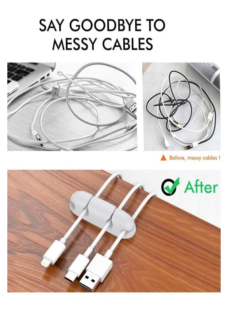 Coralblue - Coralblue Cable Management Clips for Power Cord - USB Cable - TV Cable - PC - Home and Office - Desktop Cable - 3 Pieces Cable Clips White - Image 1
