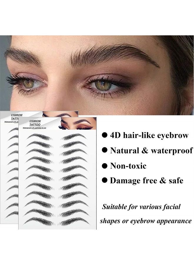 Miotorio 22 Pairs 4D Eyebrows Tattoo, Hair-Like Authentic Eyebrows, Eyebrows Tattoo Peel Off, Long Lasting Natural False Eyebrows Makeup Sticker for Eyebrow Grooming Shaping (Black) - Image 2