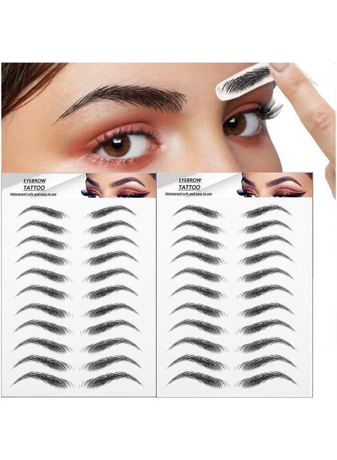 Miotorio 22 Pairs 4D Eyebrows Tattoo, Hair-Like Authentic Eyebrows, Eyebrows Tattoo Peel Off, Long Lasting Natural False Eyebrows Makeup Sticker for Eyebrow Grooming Shaping (Black) - Image 1