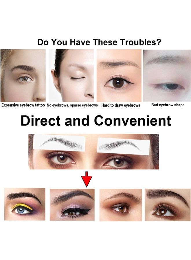Miotorio 22 Pairs 4D Eyebrows Tattoo, Hair-Like Authentic Eyebrows, Eyebrows Tattoo Peel Off, Long Lasting Natural False Eyebrows Makeup Sticker for Eyebrow Grooming Shaping (Black) - Image 3