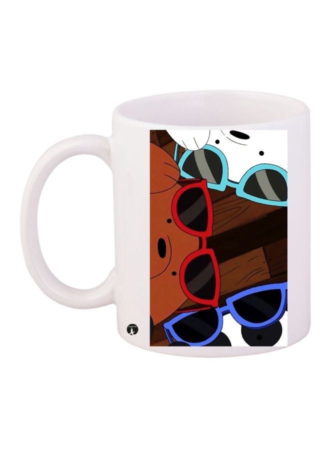 My Bare Bears Printed Coffee Mug White/Brown/Black 11ounce