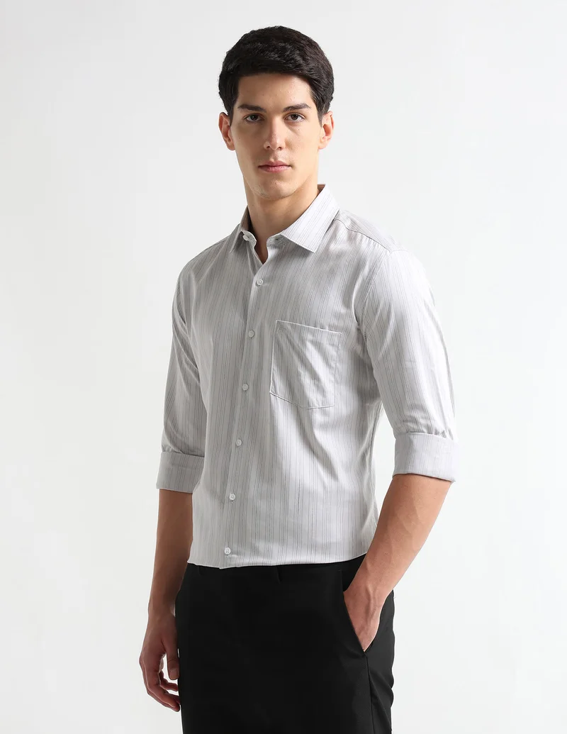 Arrow Beige Vertical Striped Originals Shirt for Men | Best Price UAE