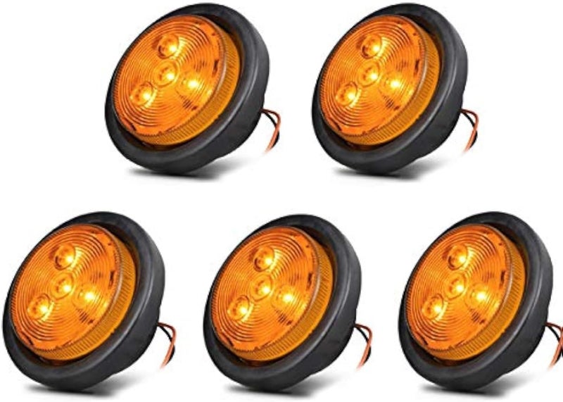 NEW SUN 5PCS 2.5" Round LED Trailer Side Lights - Amber Clearance Marker Lights - Image 1